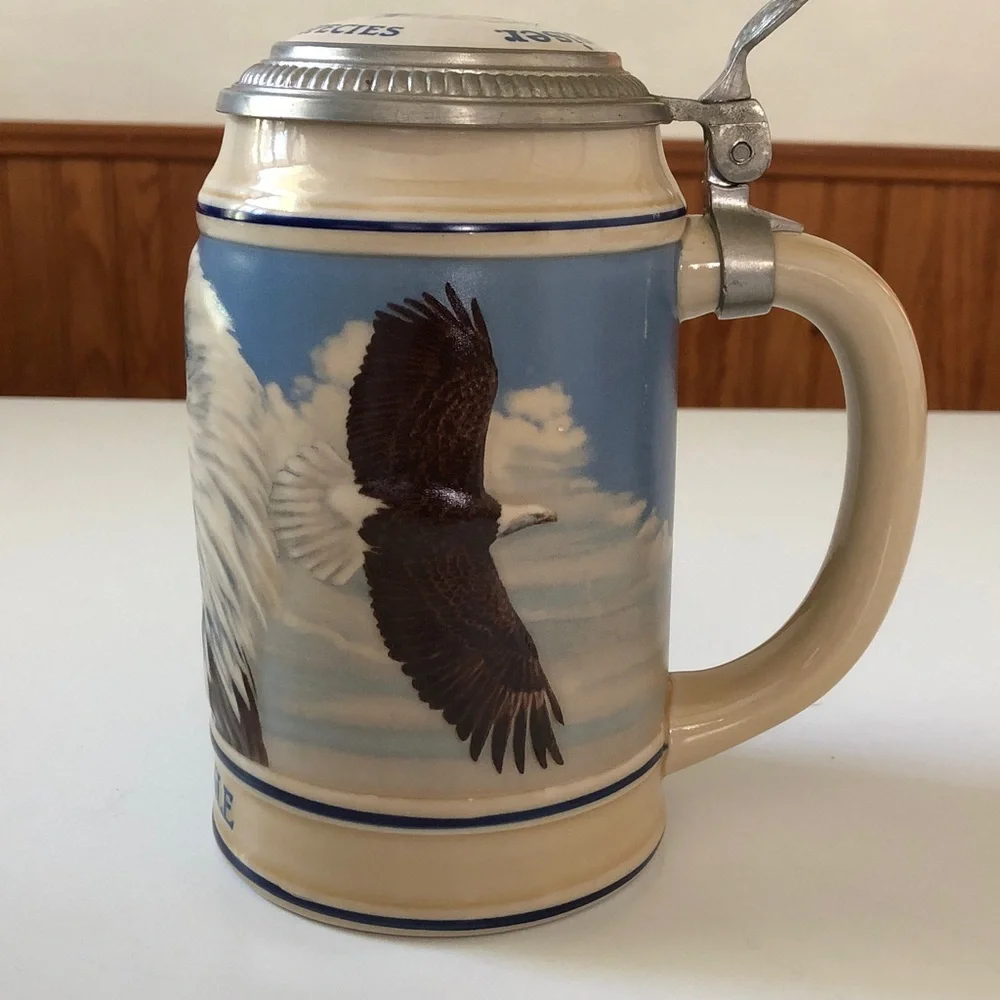 Vintage 1989 Budweiser Endangered Species Series Bald Eagle  Ceramic Stein CS106